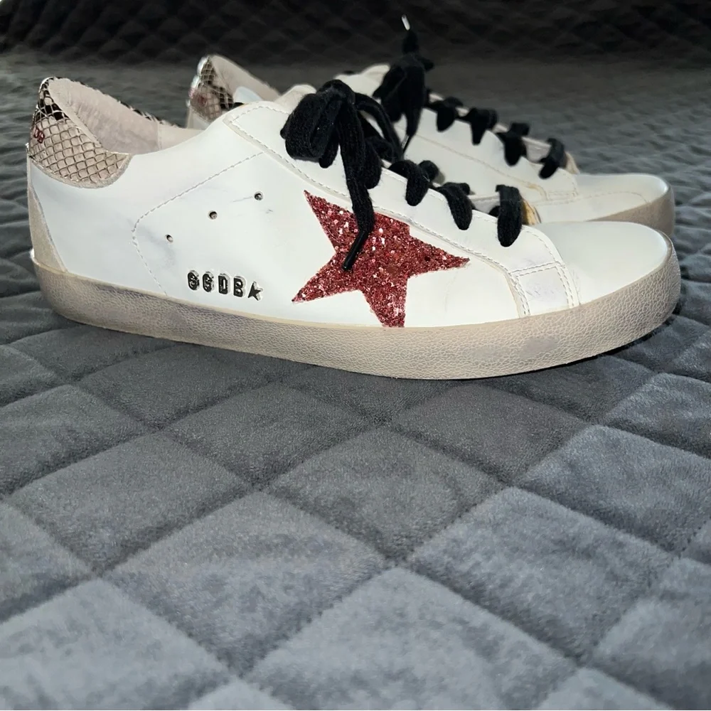 Golden Goose Women Superstar Sneakers Shoes Size 41 Or 11 Glitter Pink star